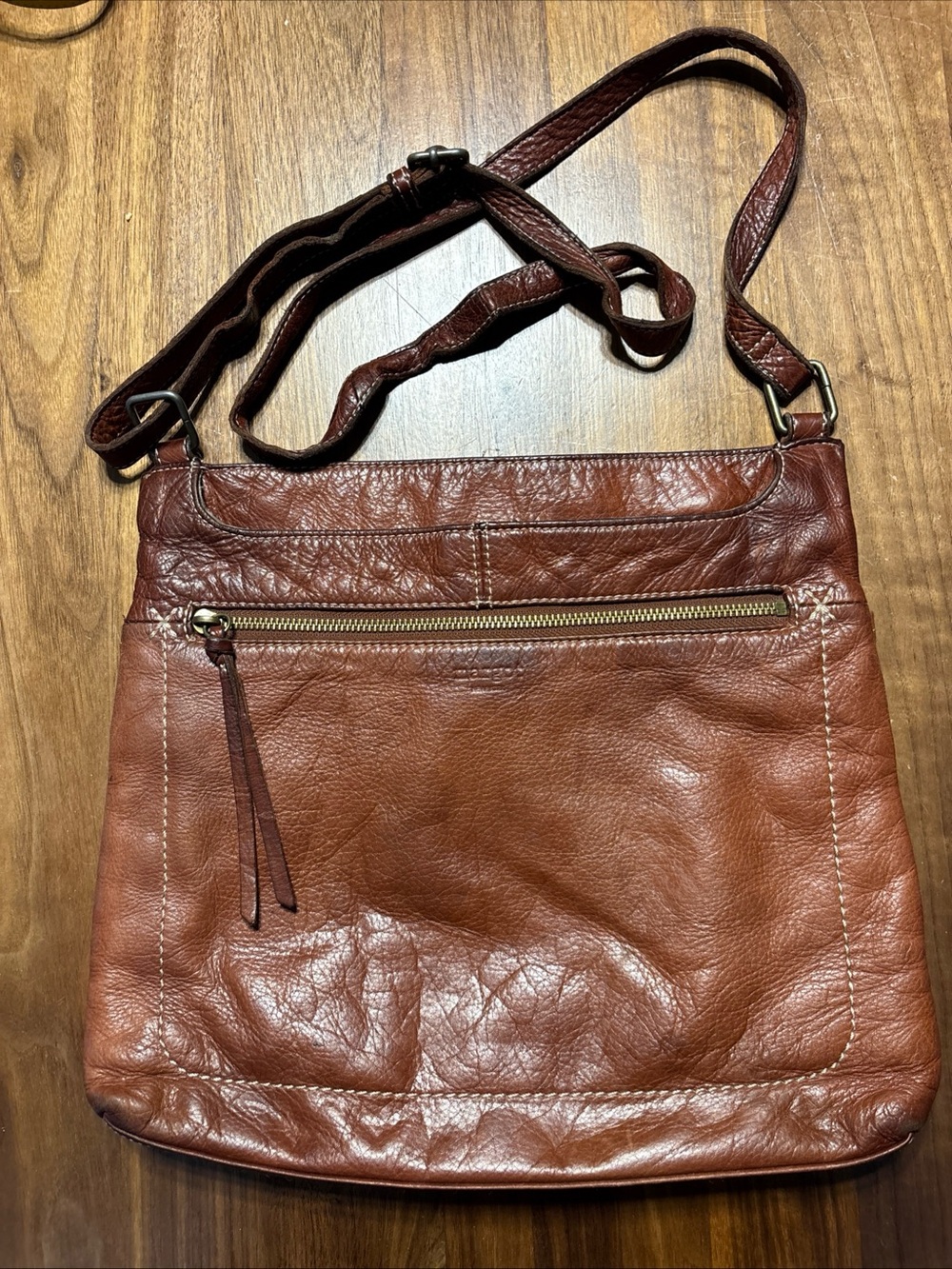 Margot New York Genuine Buttery Leather Brown Crossbody Bag Well Loved.